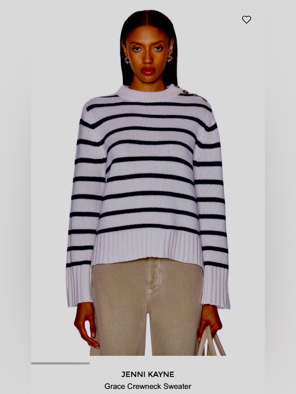 Jenni Kayne Grace Striped Crewneck Cashmere Sweater - size S